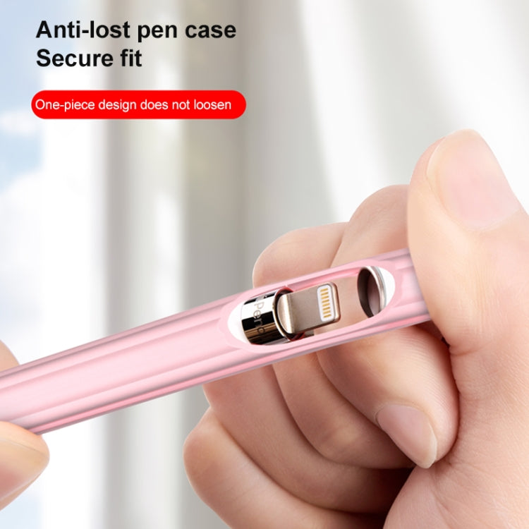 3 in 1 Striped Liquid Silicone Stylus Case with Two Tip Caps For Apple Pencil 2(Matcha Green)