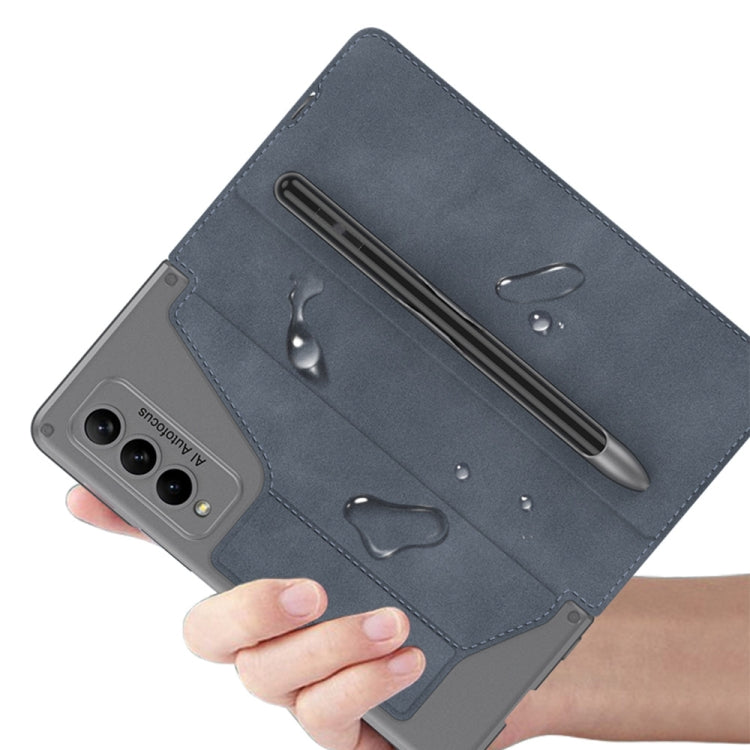 For Samsung Galaxy Z Fold4 GKK Armor Flip Leather Phone Case with Pen Slots(Brown)
