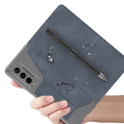 For Samsung Galaxy Z Fold4 GKK Armor Flip Leather Phone Case with Pen Slots(Brown)