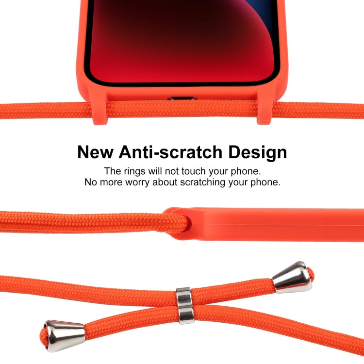 For iPhone 14 Crossbody Lanyard Liquid Silicone Case(Orange)