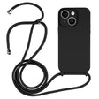 For iPhone 14 Crossbody Lanyard Liquid Silicone Case(Black) - iPhone 14 Cases by PMC TechLife | Online Shopping South Africa | PMC TechLife