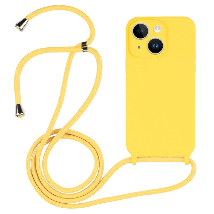For iPhone 14 Crossbody Lanyard Liquid Silicone Case(Yellow)