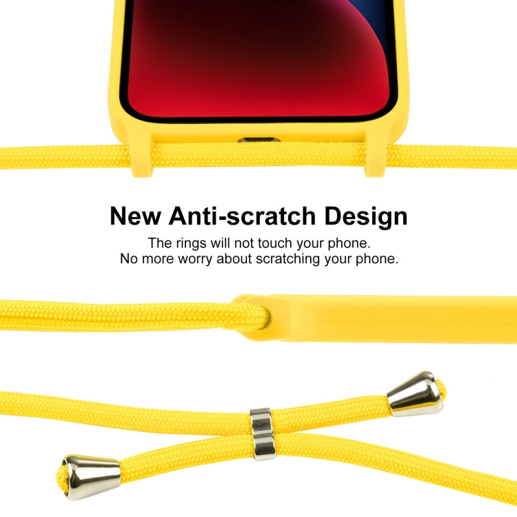 For iPhone 14 Crossbody Lanyard Liquid Silicone Case(Yellow)