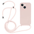 For iPhone 14 Crossbody Lanyard Liquid Silicone Case(Sand Pink) - iPhone 14 Cases by PMC TechLife | Online Shopping South Africa | PMC TechLife