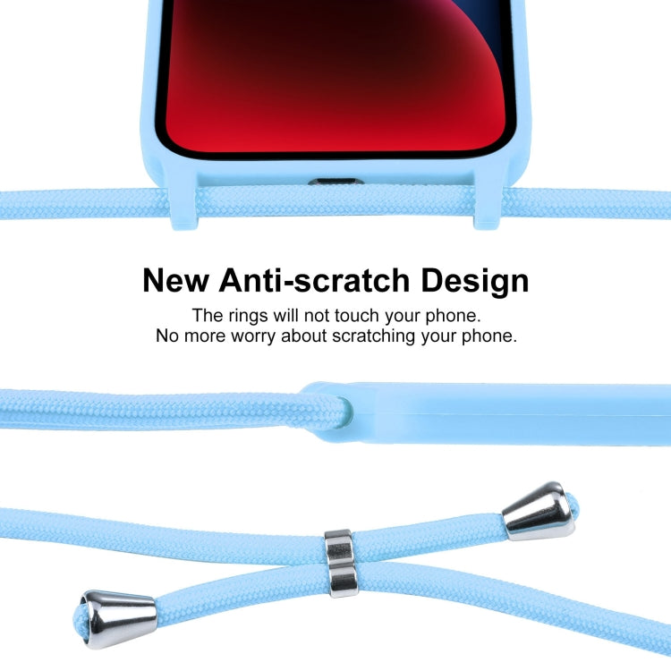 For iPhone 14 Crossbody Lanyard Liquid Silicone Case(Blue)