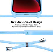 For iPhone 14 Crossbody Lanyard Liquid Silicone Case(Blue)