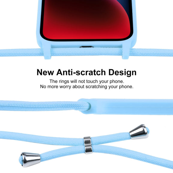 For iPhone 14 Crossbody Lanyard Liquid Silicone Case(Blue)