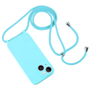 For iPhone 14 Crossbody Lanyard Liquid Silicone Case(Ice Blue)
