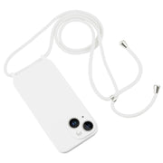 For iPhone 14 Crossbody Lanyard Liquid Silicone Case(White)