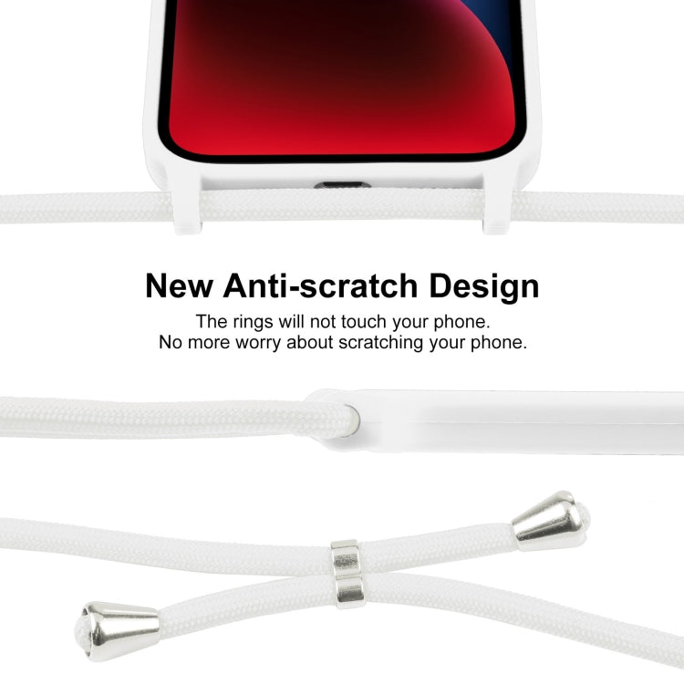 For iPhone 14 Crossbody Lanyard Liquid Silicone Case(White)