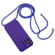 For iPhone 14 Pro Max Crossbody Lanyard Liquid Silicone Case(Purple)