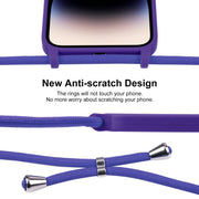 For iPhone 14 Pro Max Crossbody Lanyard Liquid Silicone Case(Purple)