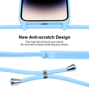 For iPhone 14 Pro Max Crossbody Lanyard Liquid Silicone Case(Blue)