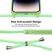 For iPhone 14 Pro Max Crossbody Lanyard Liquid Silicone Case(Matcha Green)