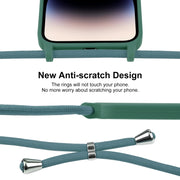 For iPhone 14 Pro Max Crossbody Lanyard Liquid Silicone Case(Emerald Green)