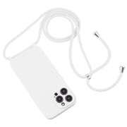 For iPhone 14 Pro Max Crossbody Lanyard Liquid Silicone Case(White)