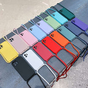 For iPhone 13 Pro Max Crossbody Lanyard Liquid Silicone Case(White)