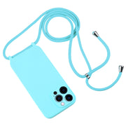 For iPhone 12 Pro Max Crossbody Lanyard Liquid Silicone Case(Ice Blue)