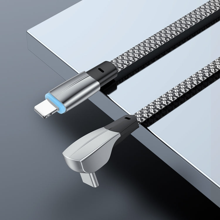 3A USB-C/Type-C to 8 Pin Elbow Fast Charge Data Cable, Length:1.2m(Grey)