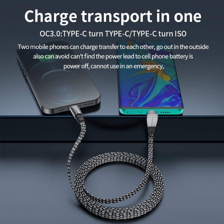 3A USB-C/Type-C to 8 Pin Elbow Fast Charge Data Cable, Length:1.2m(Grey)