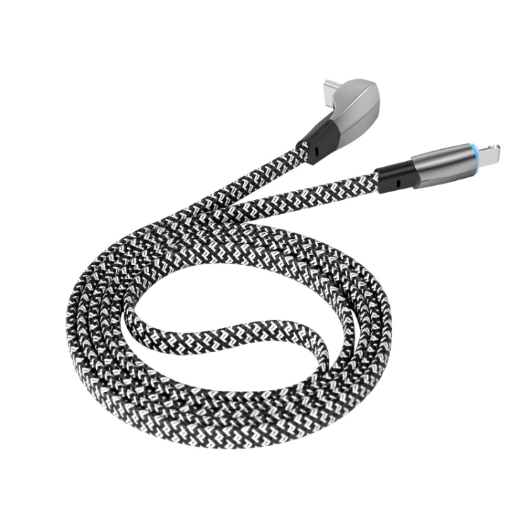3A USB-C/Type-C to 8 Pin Elbow Fast Charge Data Cable, Length:2m(Grey)