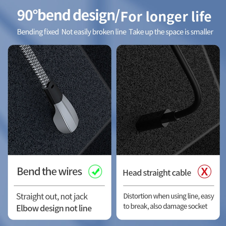 3A USB-C/Type-C to 8 Pin Elbow Fast Charge Data Cable, Length:2m(Grey)
