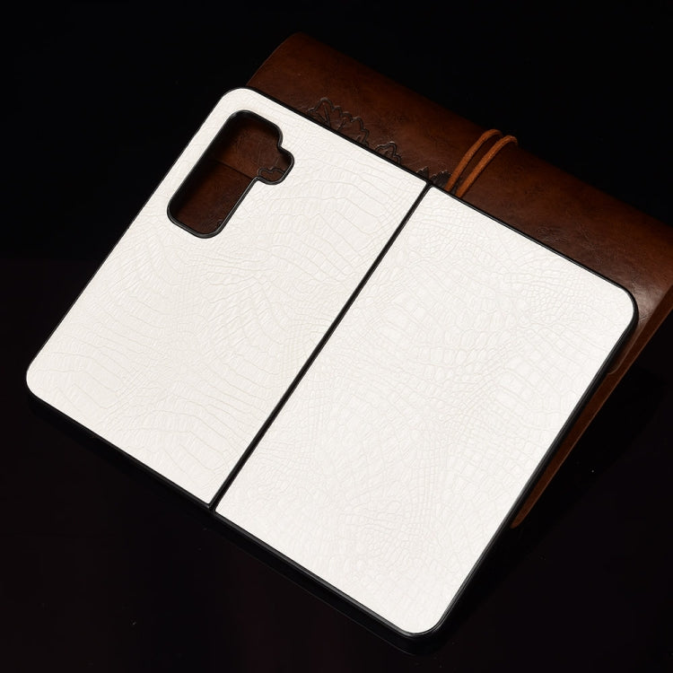 For Microsoft Surface Duo 2 Shockproof Crocodile Texture PC + PU Case(White)
