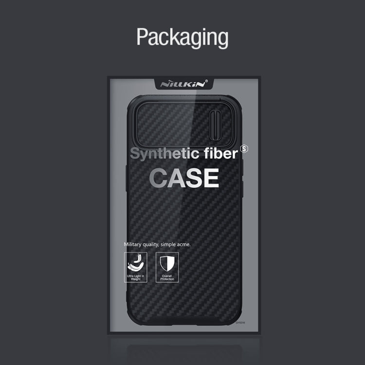 For iPhone 14 Plus  NILLKIN Synthetic Fiber Camshield Phone Case(Black)