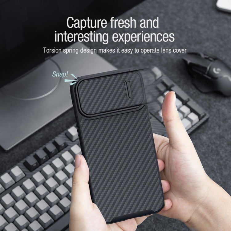 For iPhone 14 Pro NILLKIN Synthetic Fiber Camshield Phone Case(Black)