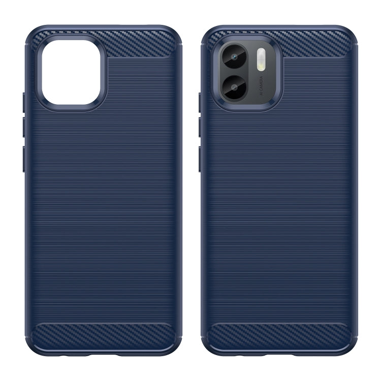 For Xiaomi Redmi A1 Brushed Texture Carbon Fiber TPU Phone Case(Blue)