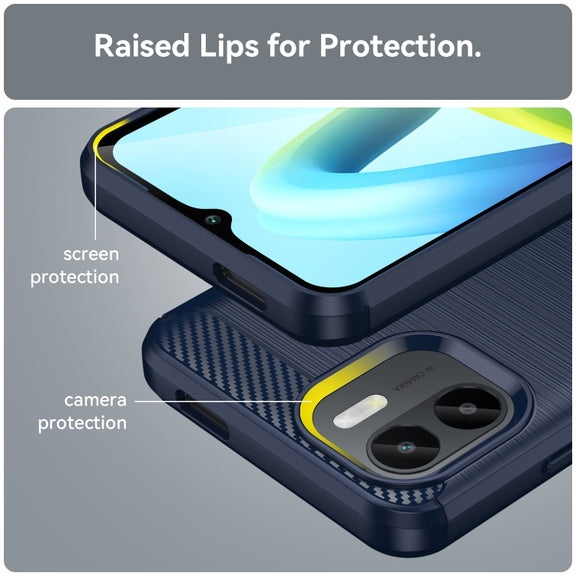 For Xiaomi Redmi A1 Brushed Texture Carbon Fiber TPU Phone Case(Blue)