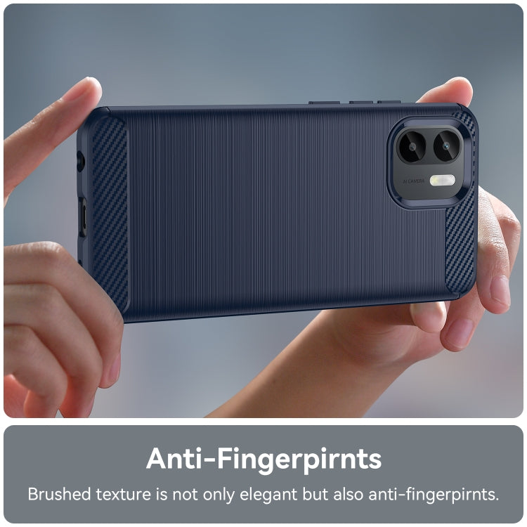For Xiaomi Redmi A1 Brushed Texture Carbon Fiber TPU Phone Case(Blue)