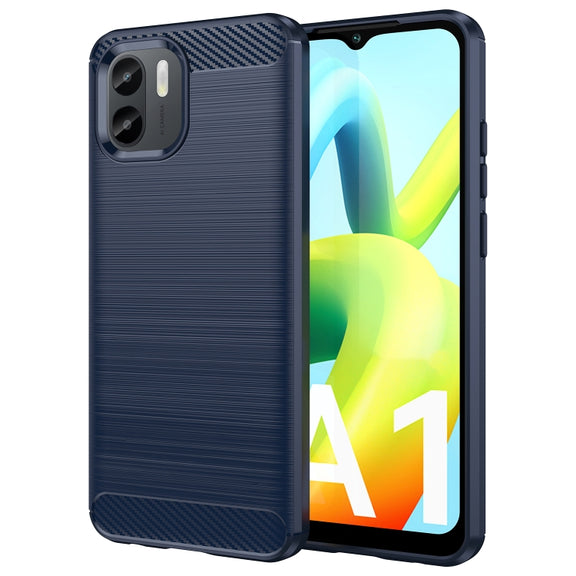 For Xiaomi Redmi A1 Brushed Texture Carbon Fiber TPU Phone Case(Blue)