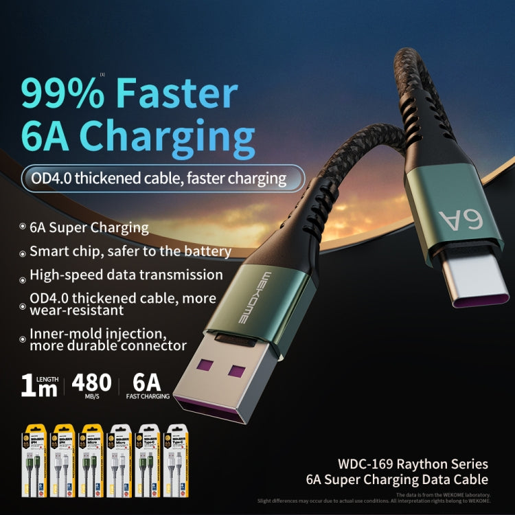 WEKOME WDC-169I Raython Series 6A USB to 8 Pin Fast Charge Data Cable Length: 1m(Black)