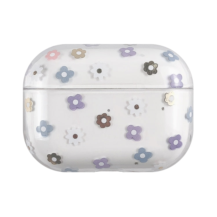 For AirPods Pro 2 Bronzing Fruit Pattern PC Earphone Hard Protective Case(Colorful Flowers)