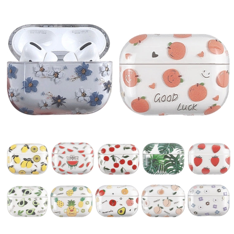 For AirPods Pro 2 Bronzing Fruit Pattern PC Earphone Hard Protective Case(Colorful Flowers)