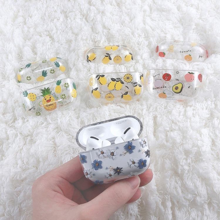 For AirPods Pro 2 Bronzing Fruit Pattern PC Earphone Hard Protective Case(Colorful Flowers)
