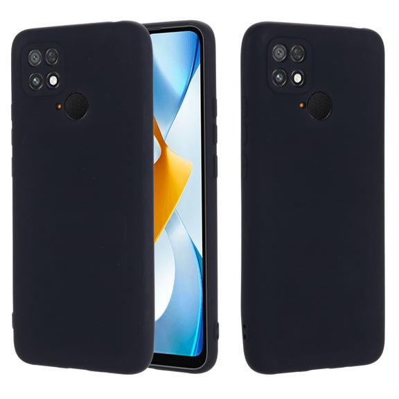 For Xiaomi Poco C40 / Redmi 10 Power / Redmi 10 India Pure Color Liquid Silicone Shockproof Phone Case(Black)