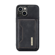For iPhone 14 DG.MING M2 Series 3-Fold Card Bag Leather Case(Black)