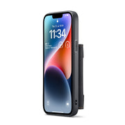 For iPhone 14 DG.MING M2 Series 3-Fold Card Bag Leather Case(Black)