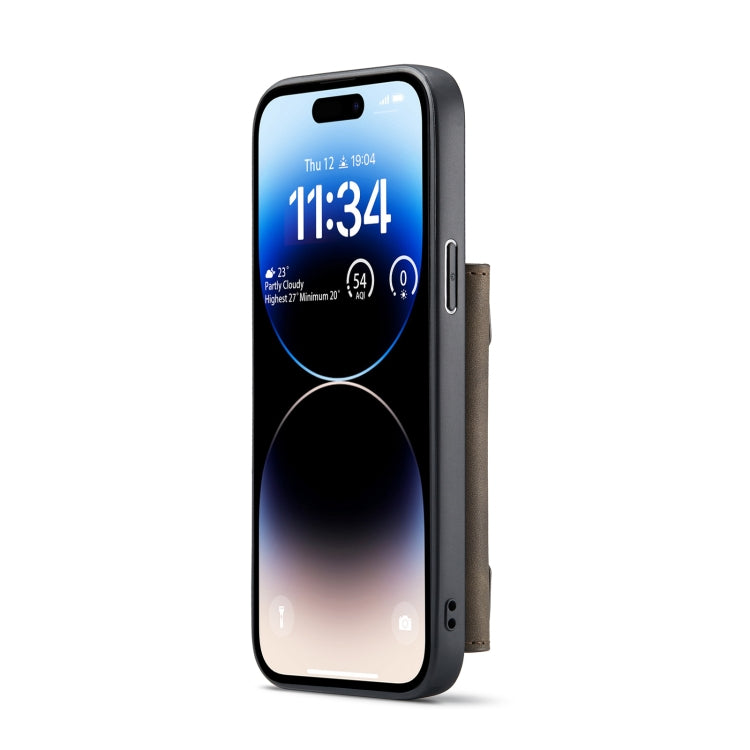 For iPhone 14 Pro Max DG.MING M2 Series 3-Fold Card Bag Leather Case(Coffee)