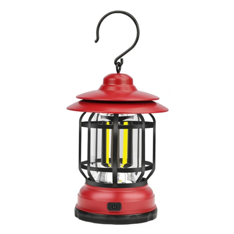 Portable Retro Hanging Lamp Lantern Camping Tent Light, Type:USB Charging(Red)