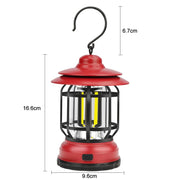 Portable Retro Hanging Lamp Lantern Camping Tent Light, Type:USB Charging(Red)