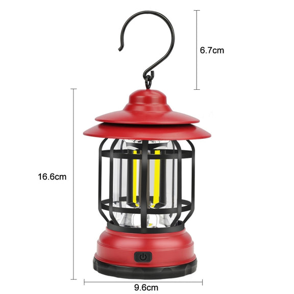 Portable Retro Hanging Lamp Lantern Camping Tent Light, Type:USB Charging(Red)