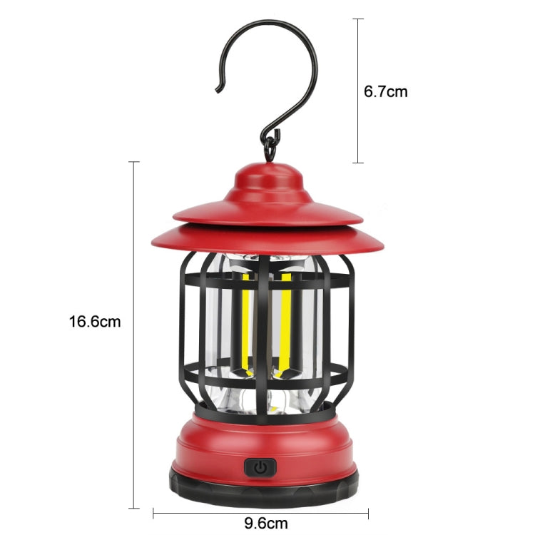 Portable Retro Hanging Lamp Lantern Camping Tent Light, Type:USB Charging(Red)