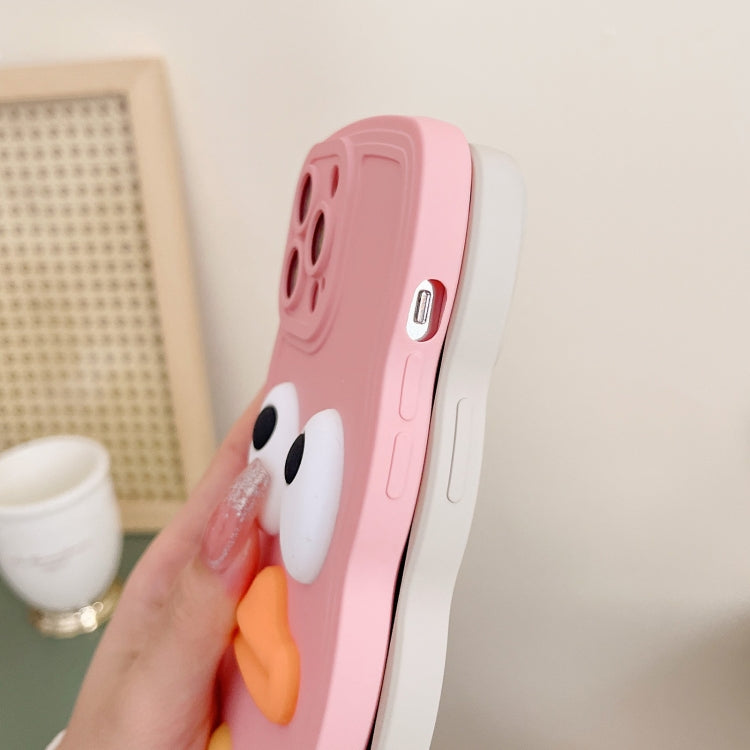 For iPhone 11 Wave Edge Big Duck Silicone Phone Case with Wristband(Blue)