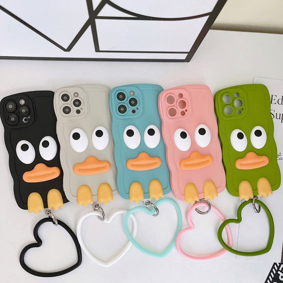 For iPhone 11 Wave Edge Big Duck Silicone Phone Case with Wristband(Blue)