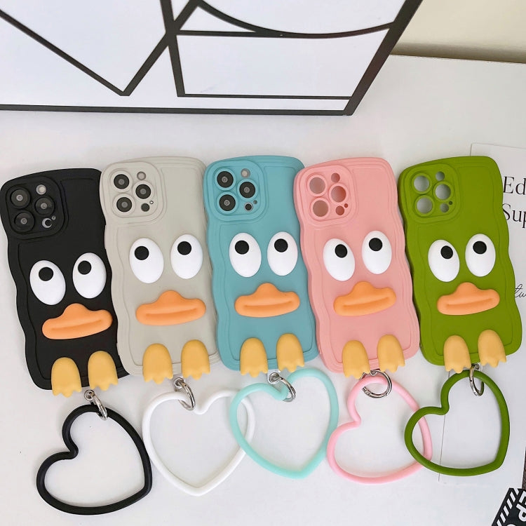 For iPhone 11 Wave Edge Big Duck Silicone Phone Case with Wristband(Blue)