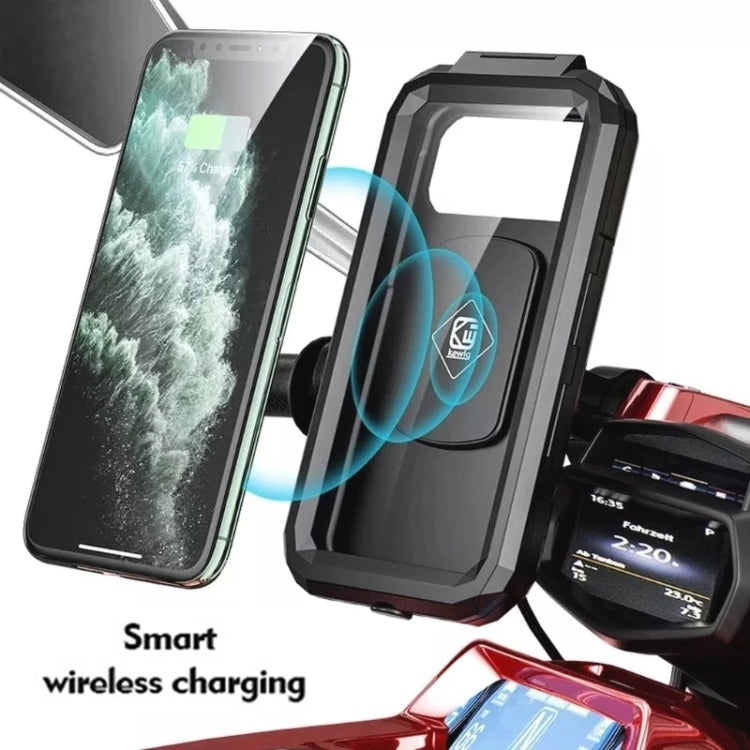 Kewig M18S-A1 Motorcycle / Bicycle Handlebar Wireless Charging Water-resistant Box Mobile Phone Holder