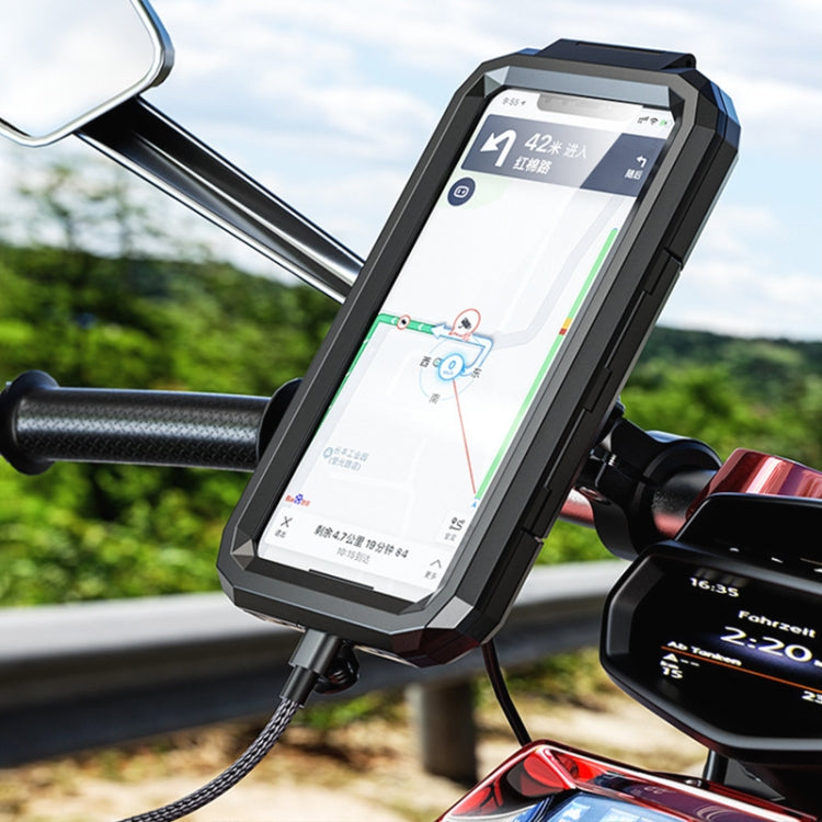 Kewig M18S-A1 Motorcycle / Bicycle Handlebar Wireless Charging Water-resistant Box Mobile Phone Holder